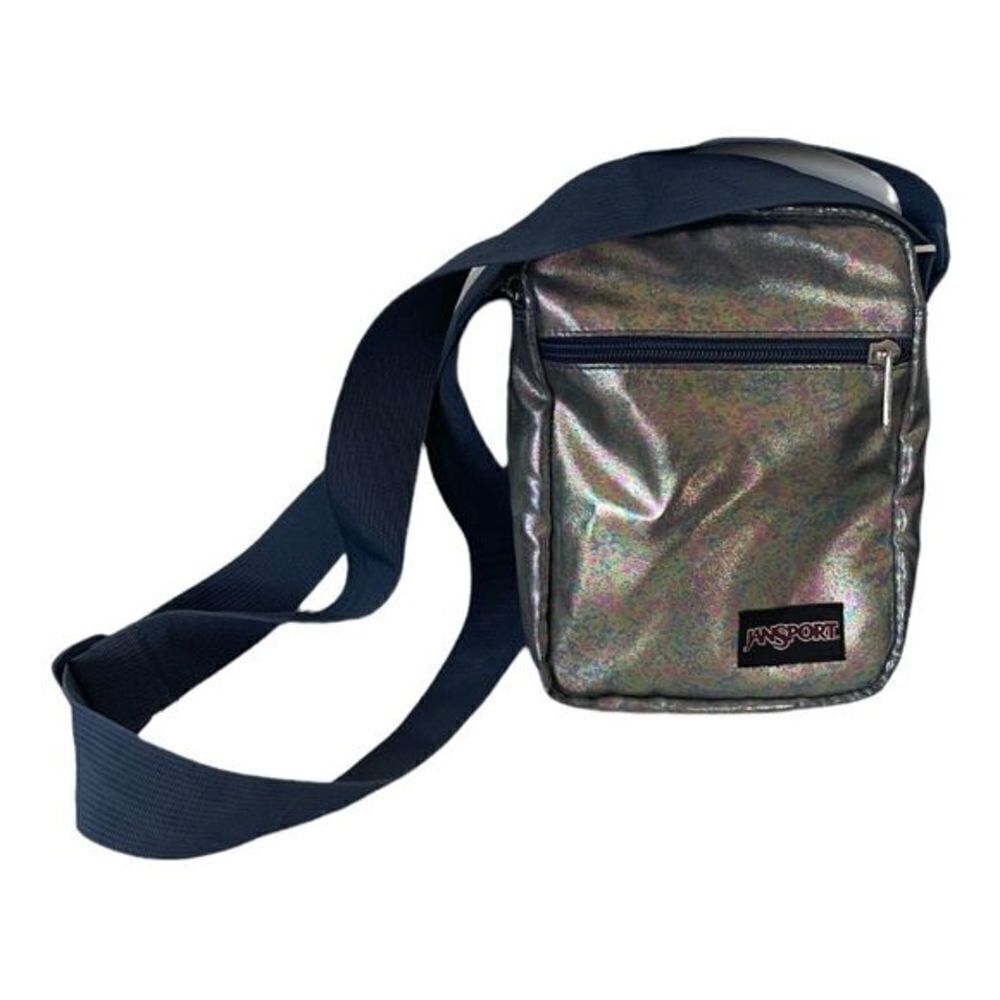 Jansport Metallic Silver Multi Color Rectangle Crossbody Purse Bag